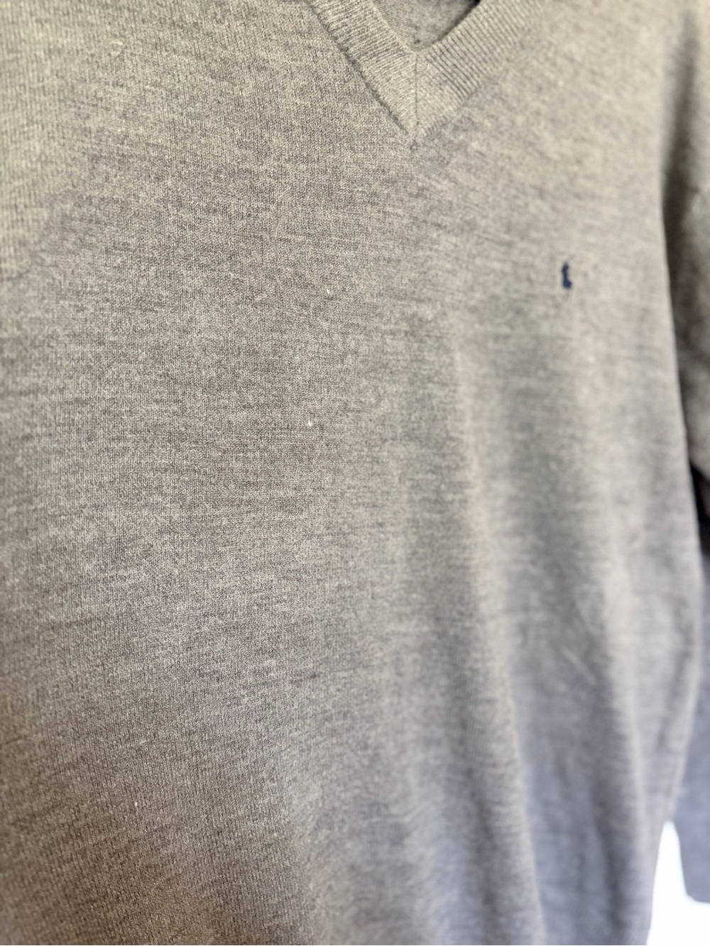 Polo by Ralph Lauren Light Gray V-Neck Sweater 100% Cashmere XL - Picture 2 of 7